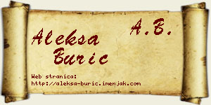 Aleksa Burić vizit kartica